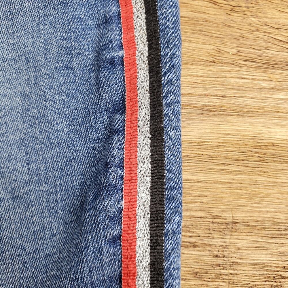 Zara z1975 Red-Silver-Black Tuxedo Stripe Skinny Jean Size 2 - Picture 3 of 7